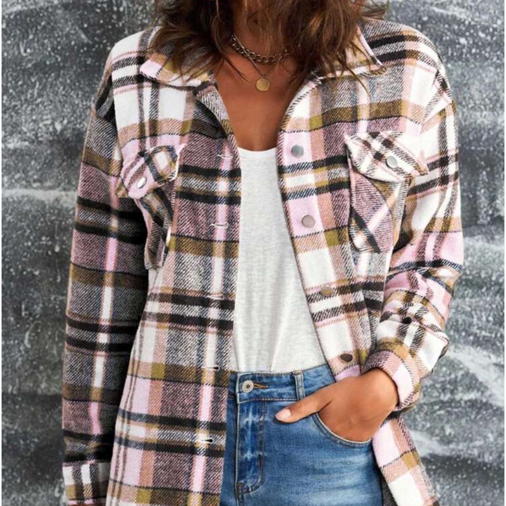 New plaid flannel button down jacket or top - Picture 4 of 9
